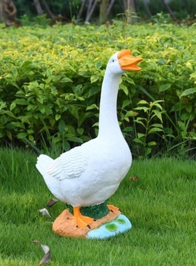 造景。园林雕塑摆件饭店大白鹅开业农庄桌面场景仿真商店游乐场酒