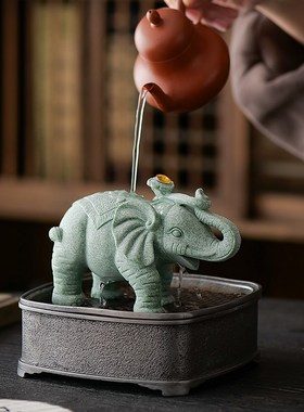 创意青砂石平安如意象茶宠摆件精品可养茶玩茶桌茶台茶具装饰品