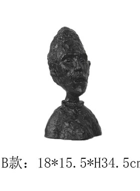 简约现代树脂黑白色人物抽象摆件创意雕塑艺术售楼处大堂软装饰品