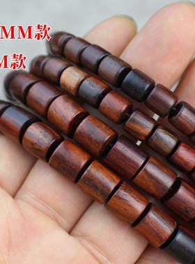 老挝酸枝手串个性桶珠红木108颗佛珠手链交趾黄檀原木料男女饰品