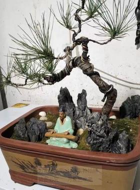 景饮酒读品书公吹萧001弹琴耕假山盆摆件人物造农景装饰家居书桌