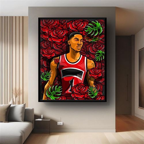 罗斯艺术装裱挂画创意球衣卧室装饰房间摆画空白墙壁画相框风城玫 - 图1