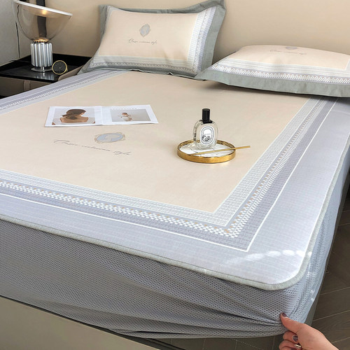 高端900D冰丝凉席三件套家用可水洗床笠款夏天空调席子可折叠抗菌 - 图1