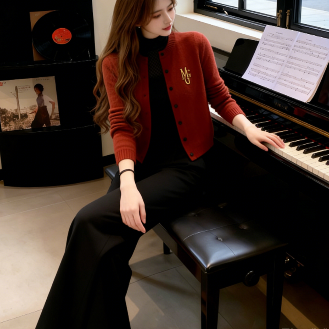 玉美雅【旗舰精选套装】早秋轻奢橘色轻奢外套+高领无袖纯色内搭,淘宝优惠券,粉丝福利购,淘宝优惠卷