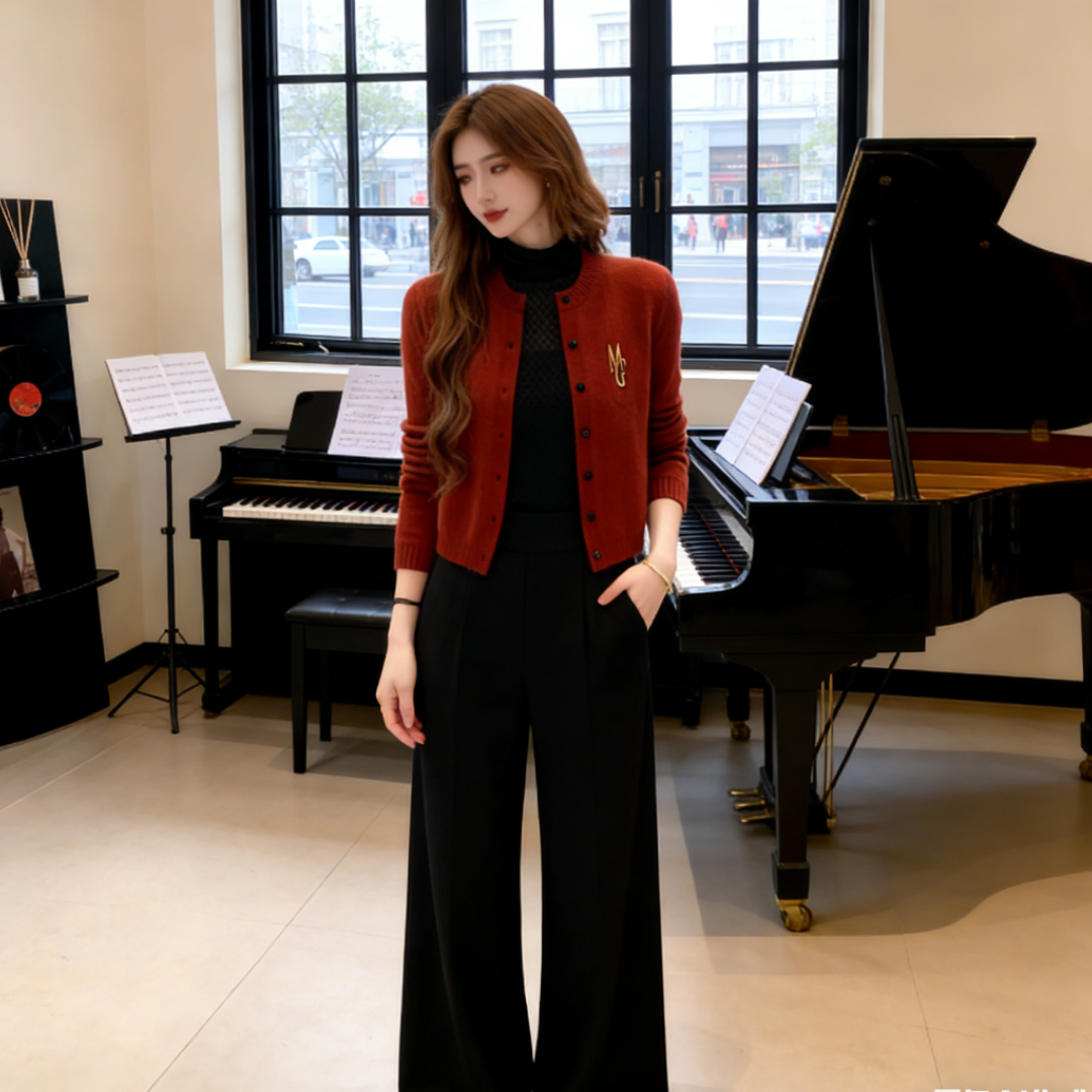 玉美雅【旗舰精选套装】早秋轻奢橘色轻奢外套+高领无袖纯色内搭,淘宝优惠券,粉丝福利购,淘宝优惠卷