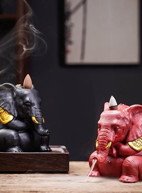 创意中式陶瓷牛气冲天茶宠牛摆件家用香熏炉室内桌面摆设