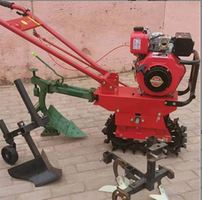 Agricultural small chain track type crawler micro-tiller household hand-held tiller tiller diesel high-horsepower ditching machine
