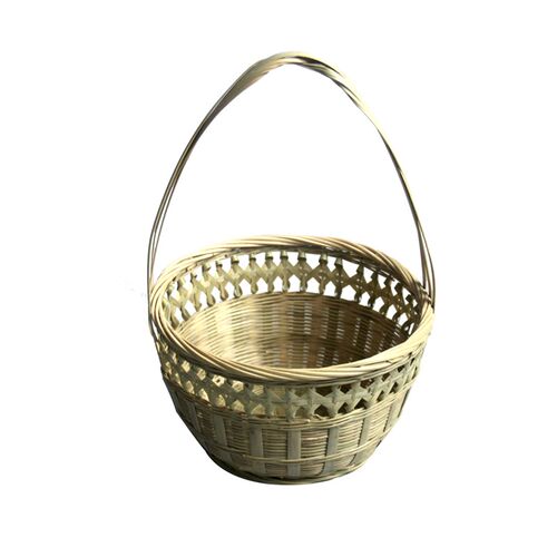 竹编制品 小提篮装饰花篮小竹筐点心提篮家用鸡蛋篮水果筐 竹吊篮 - 图3