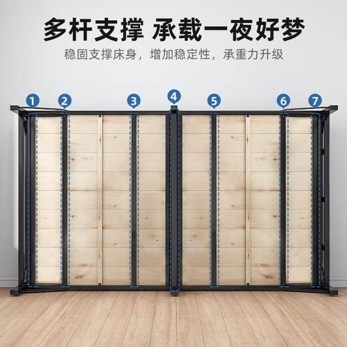 折床实木床板出租2房家用人简易午休床成单人加固铁床叠1.VUY米小 - 图2