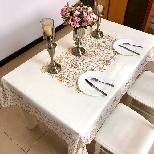 欧式客厅餐桌桌布塑料pvc长方形餐桌布防水防油免洗茶几垫桌垫 - 图1
