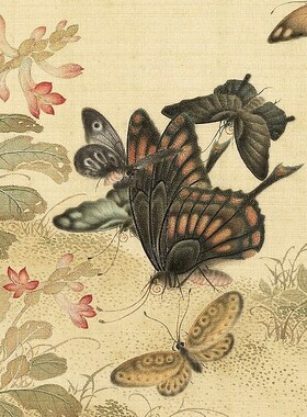 顾琦玉耋算京垓册工笔蝴蝶草虫临摹范本中式装饰画艺术绢布画心