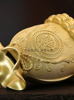 纯黄铜存钱罐福袋摆件钱袋子客厅装饰品纸币硬币储蓄罐招财聚宝盆