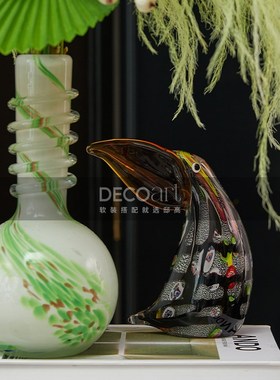 邸高家居 猫头鹰/大嘴鸟玻璃琉璃小摆件工艺品 客厅茶几乔迁摆台