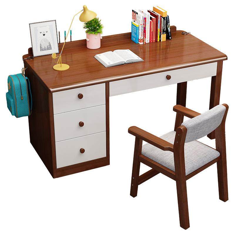 实木书桌书柜一体简约卧室中小学生学习桌写字台式家用办公电脑桌,淘宝优惠券,粉丝福利购,淘宝优惠卷