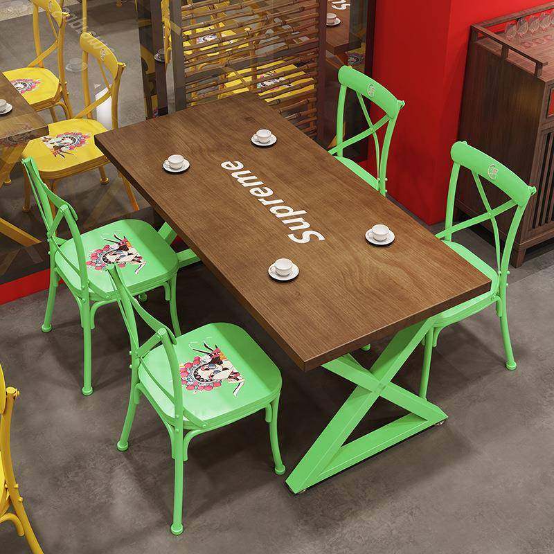 奶茶店桌椅组合卡座桌子商用餐厅实木餐桌家用咖啡厅工业风酒吧桌,淘宝优惠券,粉丝福利购,淘宝优惠卷