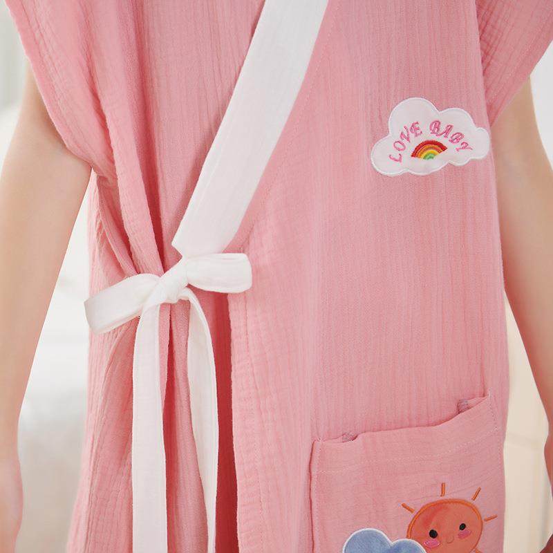 新款春夏季纯棉儿童浴袍纱布斜门襟全棉双层皱纱可穿浴巾一件,淘宝优惠券,粉丝福利购,淘宝优惠卷