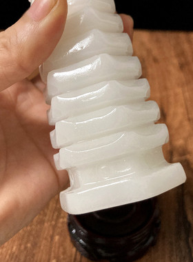 天然玉石白玉文昌塔摆件9层13层 书桌办公室家居装饰助学招财礼品