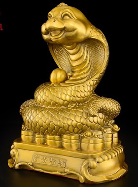 铜蛇摆件黄铜金钱蛇十二生肖蛇摆件桌面装饰品书柜玄关工艺品