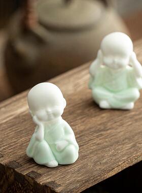 迷你白瓷小和尚多肉盆栽园艺花盆装饰可爱小沙弥热卖宠摆件配件花
