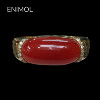 ENIMOL Aka red coral men's diamond ring with certificate