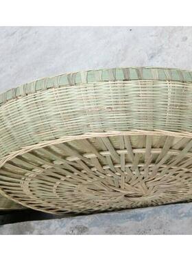 竹编簸箕圆形晾晒竹制品大号加固加深簸箕家用加深农家竹匾晾晒