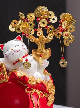 招财猫钥匙收纳摆件乔迁礼物入户玄关鞋柜摆设门口实用新房装饰品