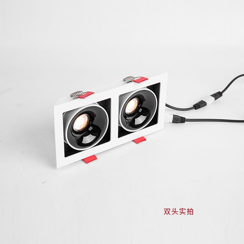 Ultra-thin open hole bold lamp embedded bean bold spotlight one head two heads double head three heads LED grille ceiling downlight