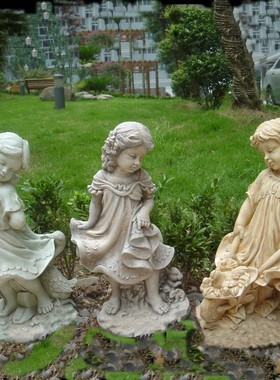 欧式人物工艺品家居饰品客厅电视柜橱窗软装摆件乡村小女孩与动物