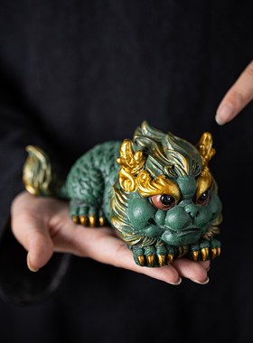 招财瑞兽麒麟摆件一对创意家居客厅办公室桌面装饰品开业乔迁礼品