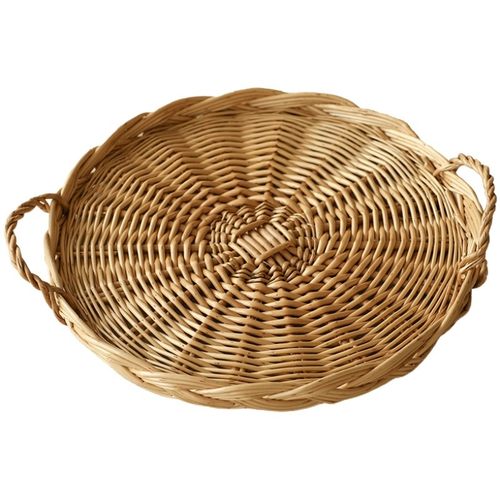 手工柳编藤编水果篮圆形食物烘培面包托盘陈列展示篮子零食筐果盘 - 图2