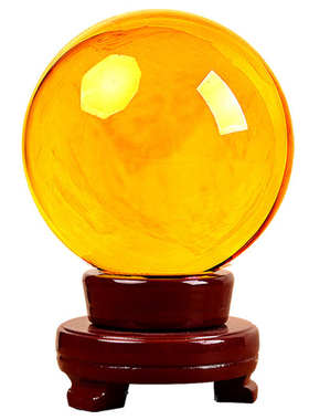 水晶球摆件玻璃球透明圆球白水晶红水晶紫水晶黄水晶黄色