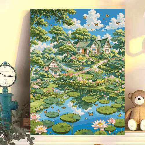 花卉风景diy手工填色丙烯数字油画高颜值治愈0基础填色油画ins风 - 图0