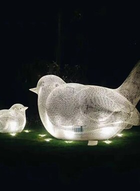 园林景观不锈钢镂空鸟雕塑农村牧场草原金属动物装饰品露营地摆件