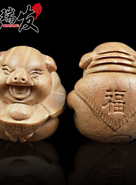 正宗肥城桃木手把件把玩件木雕雕刻东阳木雕摆件 手把球 健身球