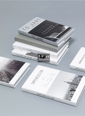 现代简约外文装饰真书样板房书柜玄关桌面摄影仿真道具假书摆件