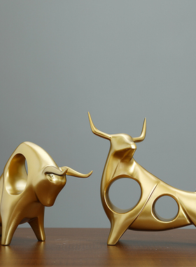 简约现代招财牛小摆件玄关客厅书柜办公室桌面家居酒柜装饰品创意