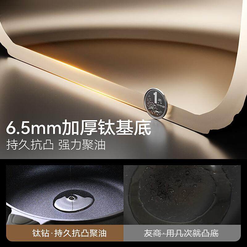 sowe素味钛钻无涂层平底锅不粘锅牛排家用通用炒菜锅加深煎锅,淘宝优惠券,粉丝福利购,淘宝优惠卷