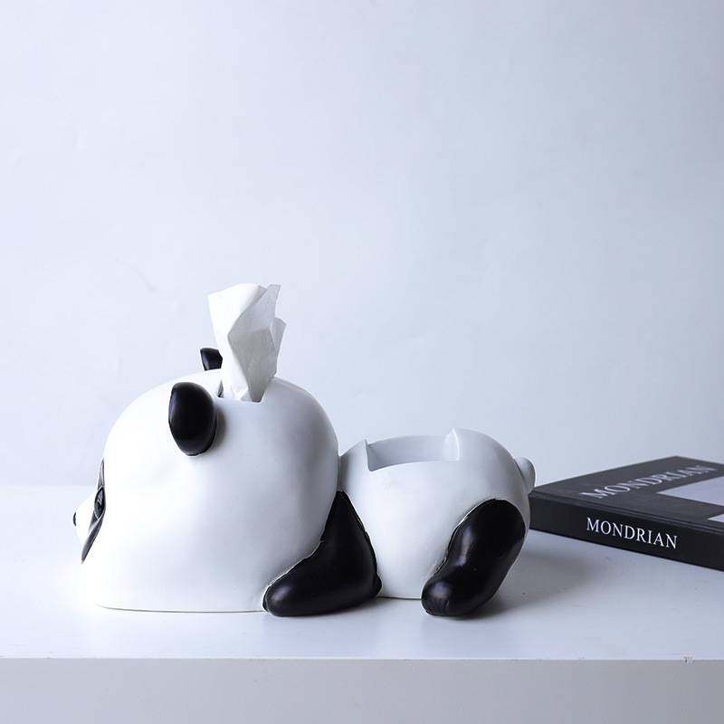 现代极简树脂电视柜茶几玄关床头柜熊猫动物卡通收纳纸巾盒摆件,淘宝优惠券,粉丝福利购,淘宝优惠卷