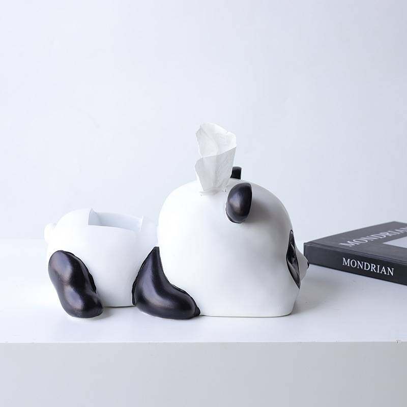 现代极简树脂电视柜茶几玄关床头柜熊猫动物卡通收纳纸巾盒摆件,淘宝优惠券,粉丝福利购,淘宝优惠卷