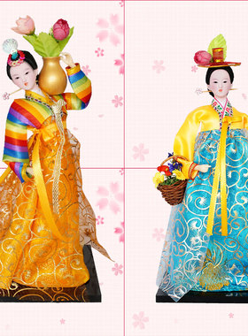 韩国朝鲜娃娃人偶人形绢人娃娃料理酒店婚庆工艺装饰品摆件民俗