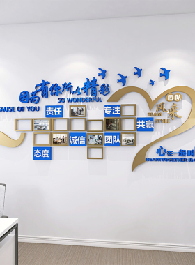 企业文化办公司室墙面装饰励志员工团队风采荣誉展示照片设计墙贴