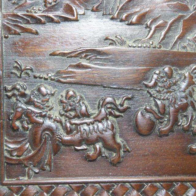 Factory Antiques Miscellaneous Rosewood Crafts YX-M-092 Pinjia Miscellaneous Embroidered Old Lion Rolling Ball Tray Decoration