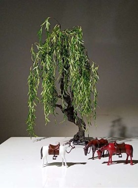 树脂复古仿真动物小摆件战马奇石盆景假山沙盘枯山水微景造景装饰