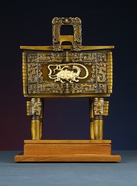 铜欣祥 黄铜四神兽四方鼎摆件鼎盛客厅办公室桌面装饰品开业送礼