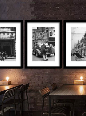 老广州挂画老字号糖水铺画凉茶铺餐厅装饰画复古怀旧街景建筑照片