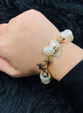 【官网正品】西太后24新款树脂爱心薇薇安珍珠手链明星同款手环