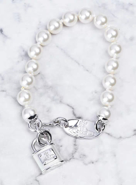 【官网正品】西太后新款珍珠锁头树脂烤漆土星手链薇薇安手环