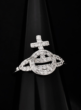 【官网正品】西太后新款线条闪钻锆石薇薇安土星戒指明星同款