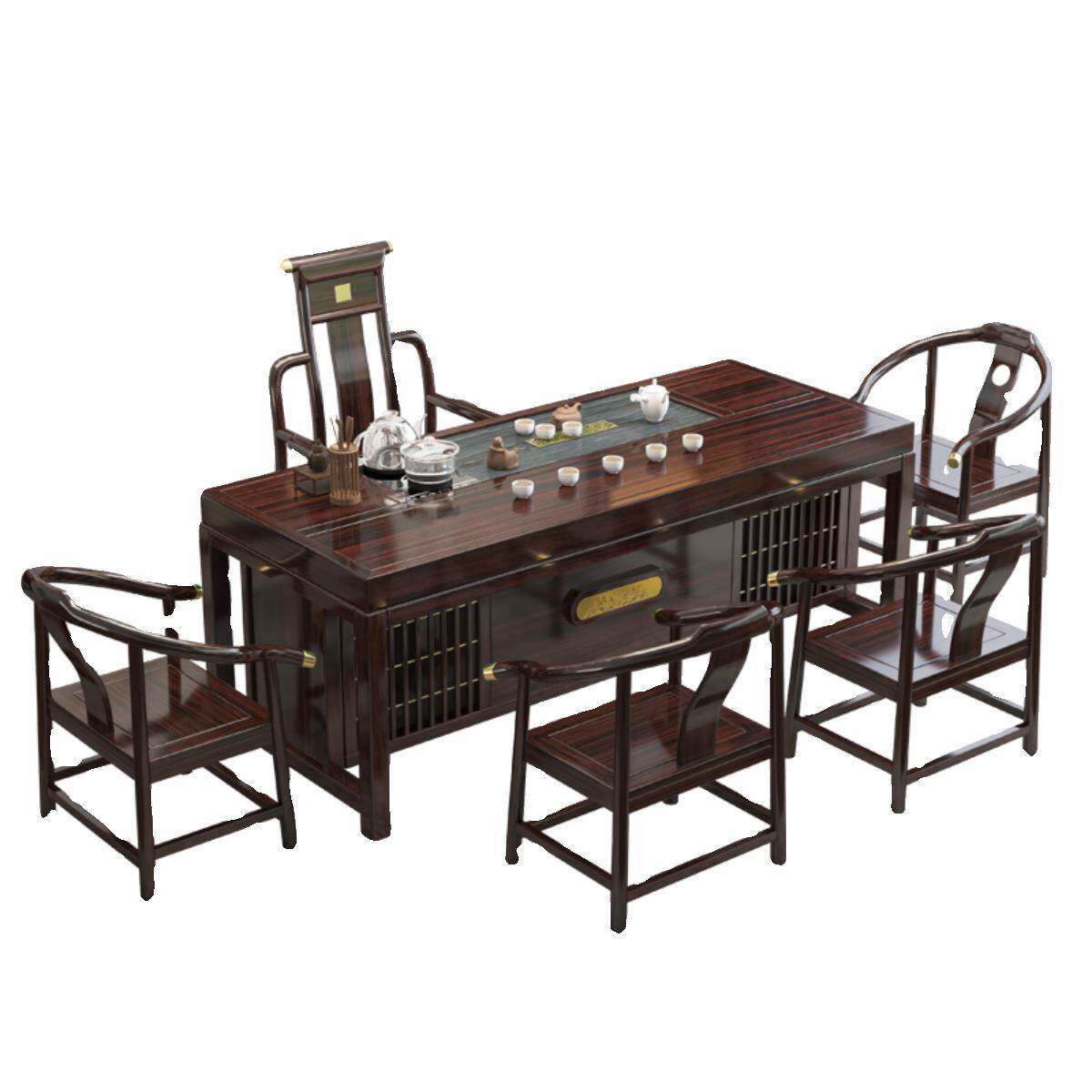 实室木茶桌组合带茶水柜办公茶QOS几茶具套装一两体喝茶办公椅用 - 图3