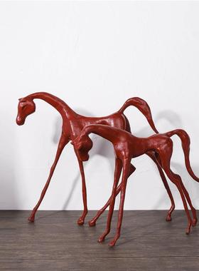 新中式简约象马摆件抽代现样板间售XIR楼饰处客厅玄关博古架装品